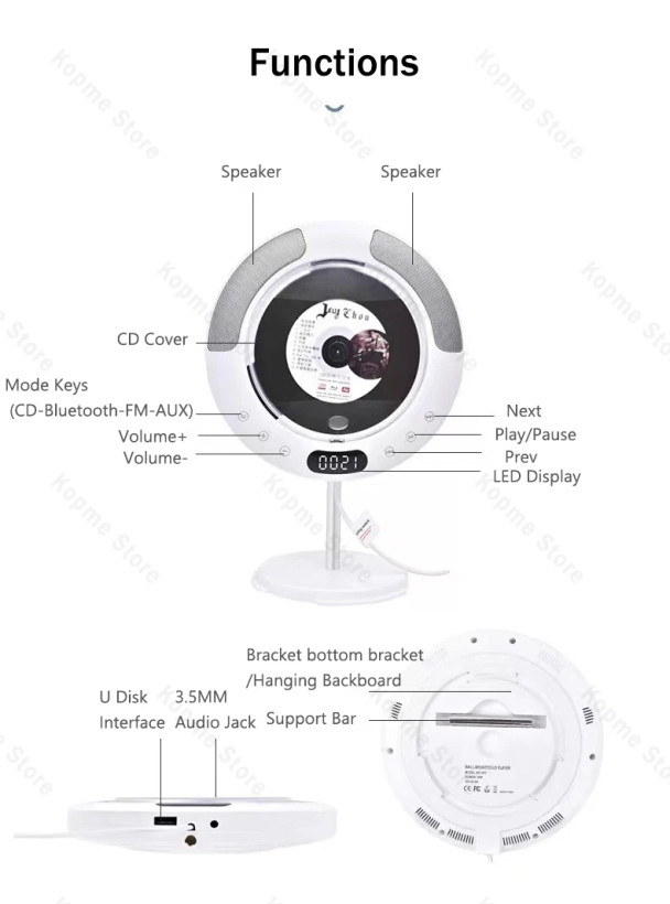 پخش کننده سی دی بلوتوثی رادیو FM صدایHiFiمدلKC-607