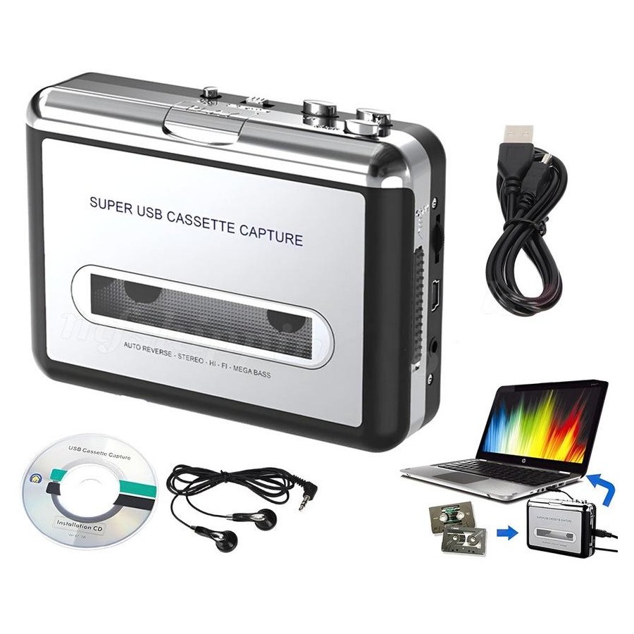 پخش کننده کاست USB و مبدل نوار کاست به MاP3 با قابلیت معکوس کردن خودکار و پخش استریو