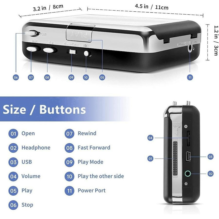 پخش کننده کاست USB و مبدل نوار کاست به MاP3 با قابلیت معکوس کردن خودکار و پخش استریو