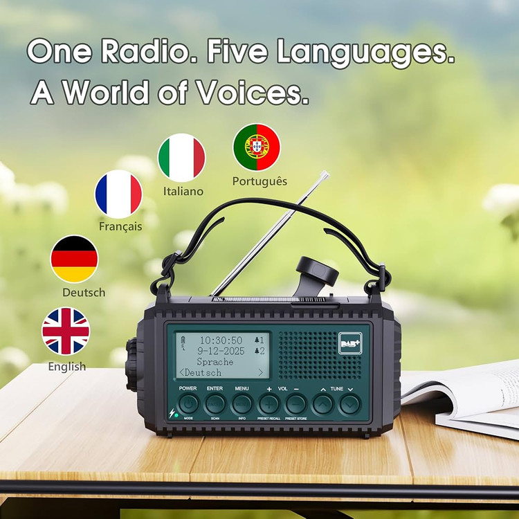 رادیو خورشیدی هندلی پاور بانک چراغ قوهDAB+/FM.DAB برندROCAM