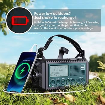 رادیو خورشیدی هندلی پاور بانک چراغ قوهDAB+/FM.DAB برندROCAM