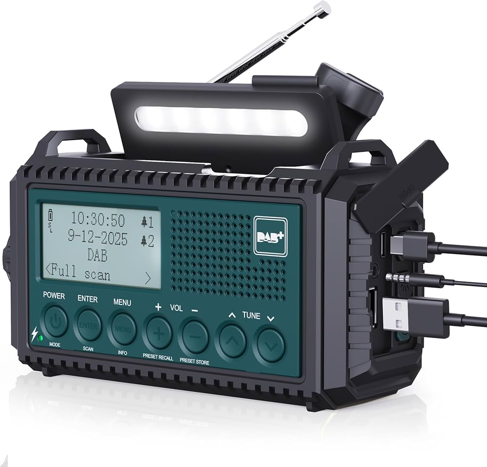 رادیو خورشیدی هندلی پاور بانک چراغ قوهDAB+/FM.DAB برندROCAM