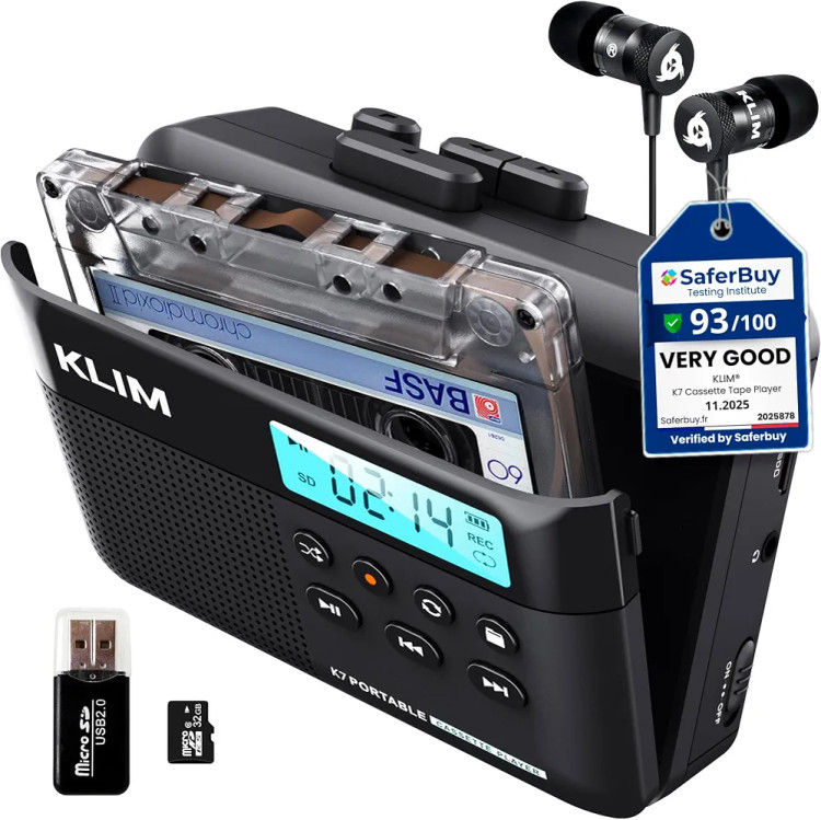 پخش نوار کاست KLIM K7 - مبدل کاست به MP3 ضبط کننده نوار. کارت SD 16 گیگابایتی