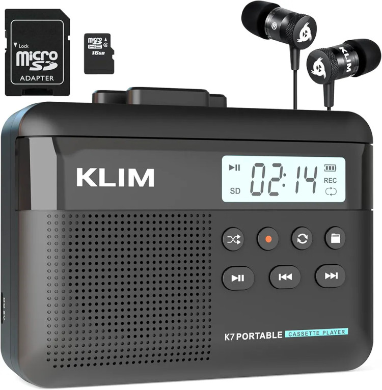پخش نوار کاست KLIM K7 - مبدل کاست به MP3 ضبط کننده نوار. کارت SD 16 گیگابایتی