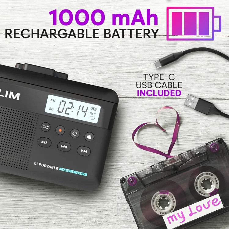 پخش نوار کاست KLIM K7 - مبدل کاست به MP3 ضبط کننده نوار. کارت SD 16 گیگابایتی