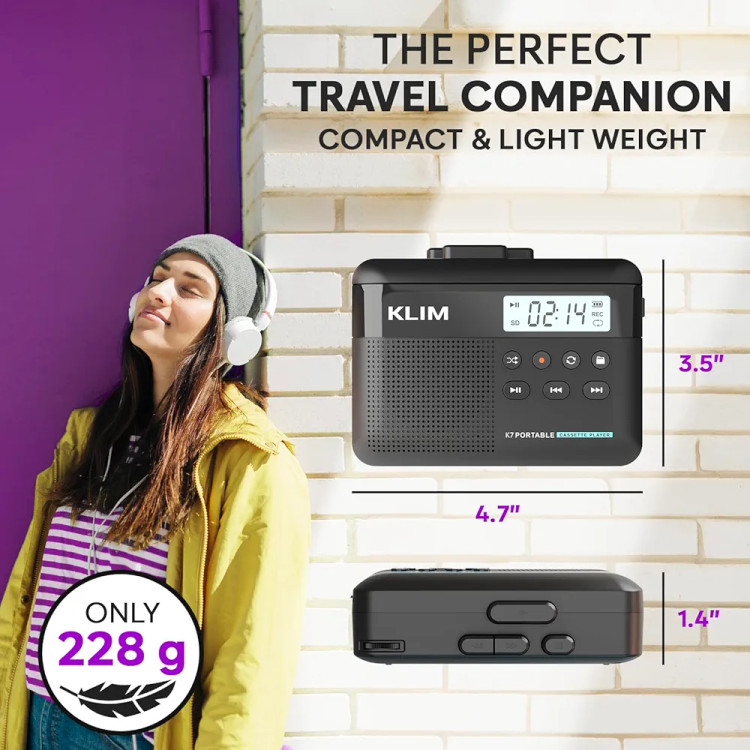 پخش نوار کاست KLIM K7 - مبدل کاست به MP3 ضبط کننده نوار. کارت SD 16 گیگابایتی