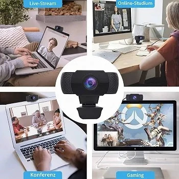 وب کم Wansview 1080P با میکروفون کامپیوتر، لپ تاپ، دسکتاپ، USB 2.0وب کم Full HD برای تماس ویدیویی ضبط