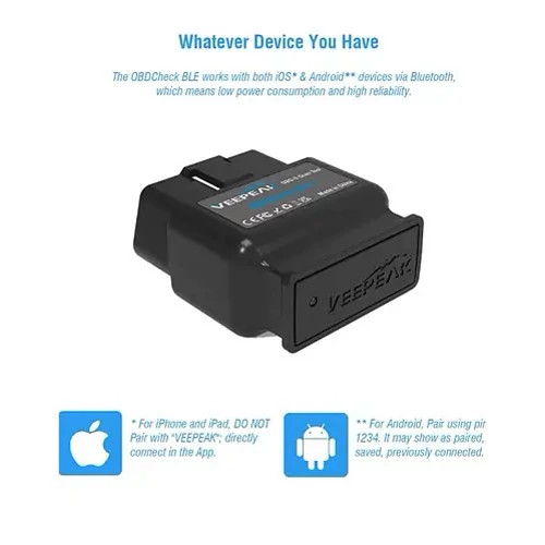 دیاگ خودرو +OBDCheck BLE بلوتوث 4.0 Veepeak OBD II برای iOS و اندروید