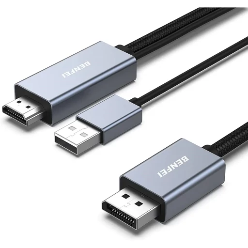 کابلHDMI به DisplayPort منبع HDMI به مانیتور DisplayPort سازگار با کارت گرافیک کامپیوتر لپ تاپXbox PS on 360برند بنفی