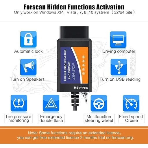 دیاگ خودروOBD2 با آداپتور USB ELM327، ابزار اسکن تشخیصی ELMconfig FoCCCus با سوئیچ برای خودروهای فوردلینکلن مزدا
