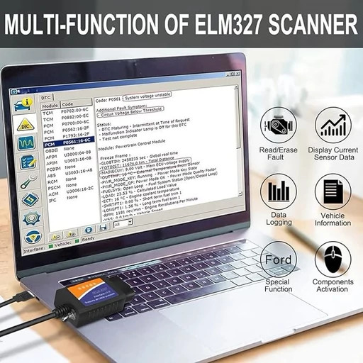دیاگ خودروOBD2 با آداپتور USB ELM327، ابزار اسکن تشخیصی ELMconfig FoCCCus با سوئیچ برای خودروهای فوردلینکلن مزدا