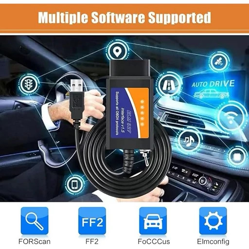دیاگ خودروOBD2 با آداپتور USB ELM327، ابزار اسکن تشخیصی ELMconfig FoCCCus با سوئیچ برای خودروهای فوردلینکلن مزدا