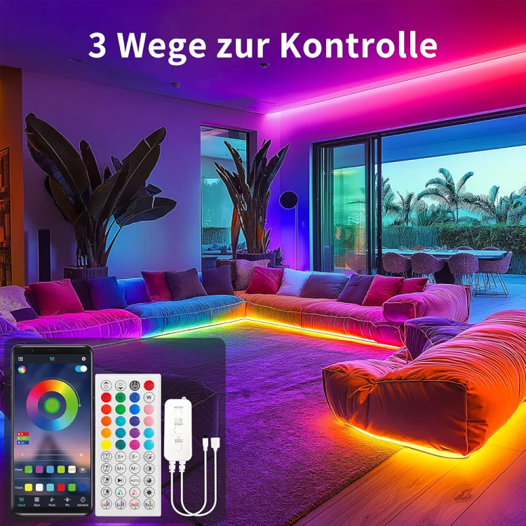 ریسه هوشمند طنابی نئونی 16میلیون رنگ 8متری RGB+IC.26FT.IP67 برندBUNACET