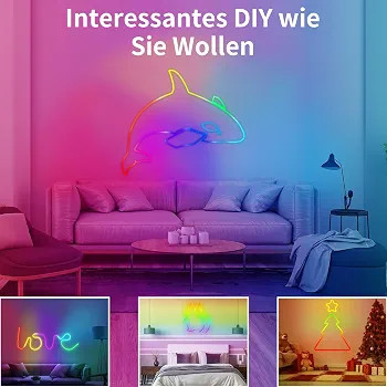 ریسه هوشمند طنابی نئونی 16میلیون رنگ 8متری RGB+IC.26FT.IP67 برندBUNACET