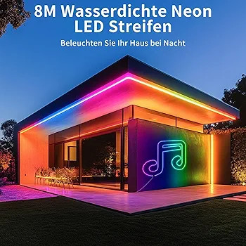 ریسه هوشمند طنابی نئونی 16میلیون رنگ 8متری RGB+IC.26FT.IP67 برندBUNACET