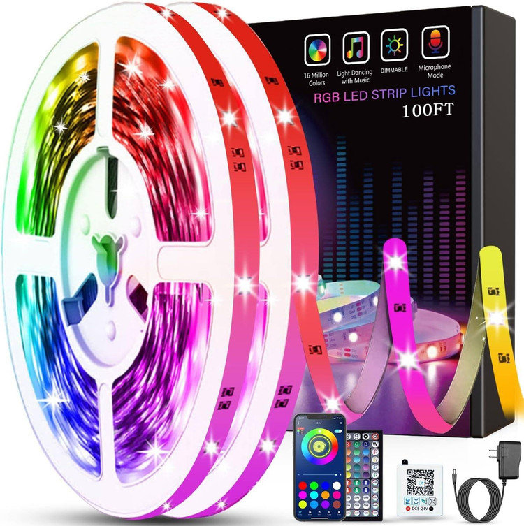 ریسه LED RGBهوشمند با قابلیت همگام سازی موسیقی چند رنگ 30متری برندTenmiro