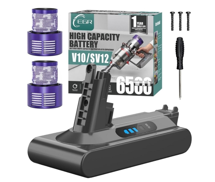 باطری جارو دایسون همراه با 2عدد فیلتر 6500سازگار با سریSV12.V10