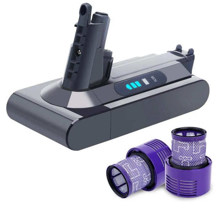 باطری جارو دایسون همراه با 2عدد فیلتر 6500سازگار با سریSV12.V10