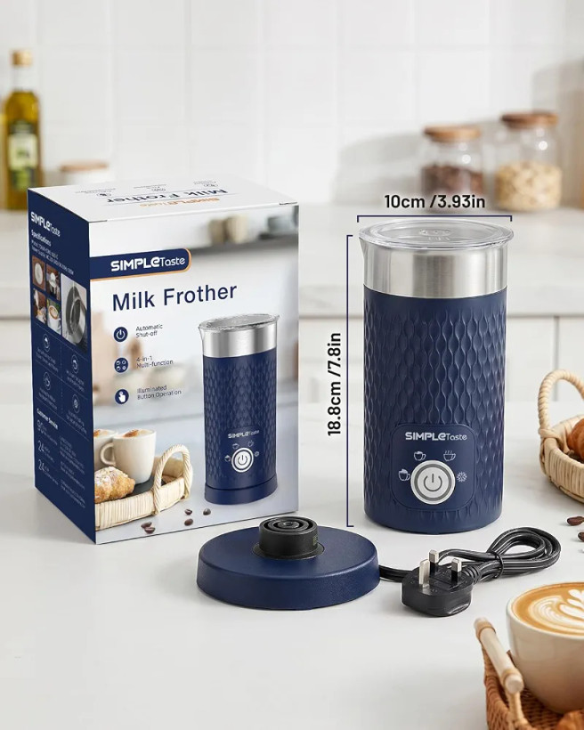 همزن شیر اتوماتیک 4در1 SIMPLETASTE فوم گرم و سرد، قابلیت بخارپز کردن، برای لاته، کاپوچینو، ماکیاتو