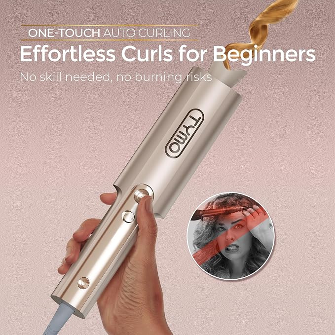 فرکننده موی چرخشی اتوماتیک TYMO CurlPro Plus - فرکننده موی بلند ارتقا یافته فرکننده موی سرامیکی ضد سوختگی، یونی 600M