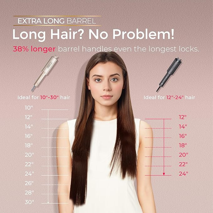 فرکننده موی چرخشی اتوماتیک TYMO CurlPro Plus - فرکننده موی بلند ارتقا یافته فرکننده موی سرامیکی ضد سوختگی، یونی 600M