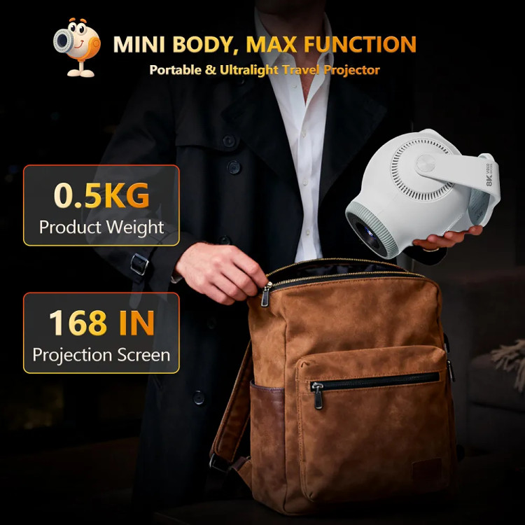 ویدئو پروژکتور مینی8Kبا قابلیت رمزگشایی اندروید 14 وای فای 6 بلوتوث 5.4 با استانداردANSI450 برند ولک
