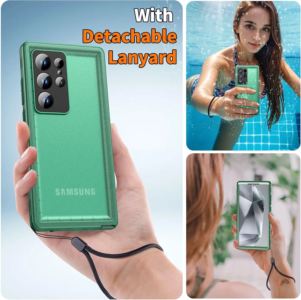قاب نظامی ضد آب 360 درجه Cozycase TOP برای سامسونگ گلکسی S24 اولترا دارای محافظ دوربین صفحه نمایش HD، محافظ قوی ضد ضربه، ضد آب و گرد و غبار