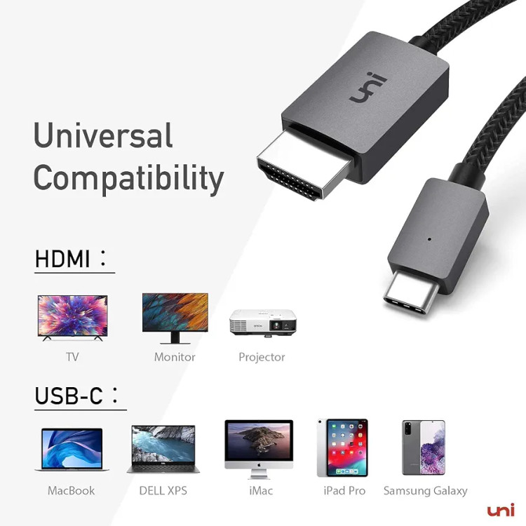 کابل USB CبهHDMI برند یونی 4Kپرسرعت1/80سانتی