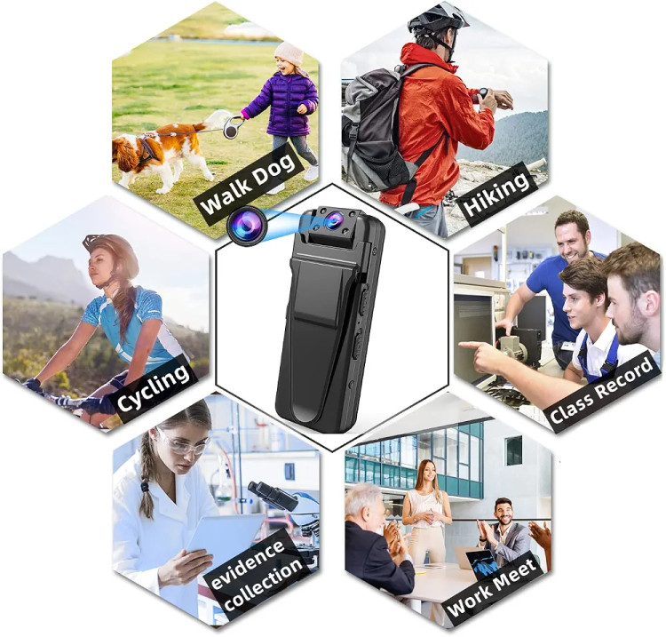 دوربین ورزشی و پلیسی QZTCAMERA Boby، ضبط صدا و تصویر دید در شب، HD 1080P با کارت حافظه 32 گیگابایتی