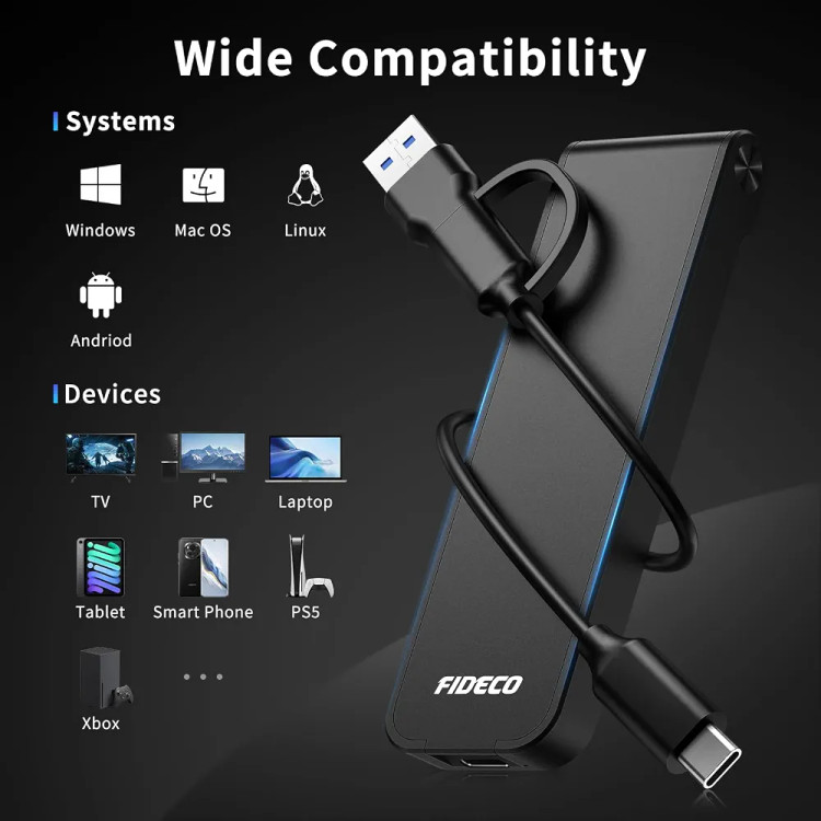 محفظه SSD FIDECO M210 M.2 NVMe – USB 3.2 Gen 2 10Gbps، قاب آلومینیومی SSD