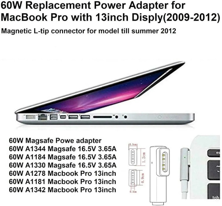 شارژر آداپتور برق متناوب Magsafe مدل eWINNER PA-60W 16.5V 3.65A جایگزین برای مکبوک پرو ۱۳ اینچی اپل
