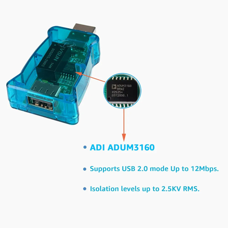 ایزولاتور USB مدل SH-G01A ساخت شرکت DSD TECH با تراشه ADUM3160 به طول 12 متر