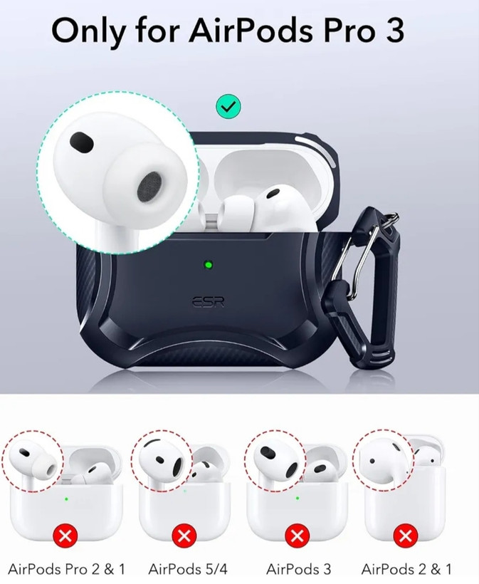 کاور هدفون قاب مغناطیسیESR برای ایرپاد پرو ۳ (۲۰۲۵)، سازگار با MagSafe،