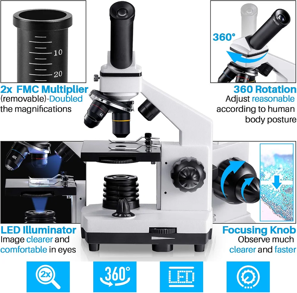 میکروسکوپ بیولوژیکی ×2000×200برابر همراه نمونههای بیولوژیکی15عدد برندMAXLAPTER