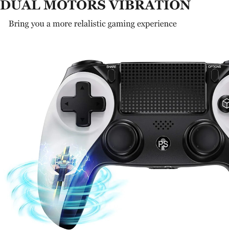 دسته بازی بی سیم STK-4003L برایPS4/PS4 پرو/اسلیم با حرکت ژیروسکوپ ۶ محوره، ویبره دوگانه، پنل لمسی و عملکرد صوتی