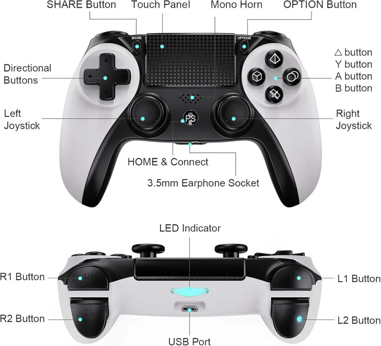 دسته بازی بی سیم STK-4003L برایPS4/PS4 پرو/اسلیم با حرکت ژیروسکوپ ۶ محوره، ویبره دوگانه، پنل لمسی و عملکرد صوتی