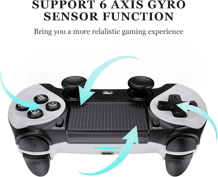 دسته بازی بی سیم STK-4003L برایPS4/PS4 پرو/اسلیم با حرکت ژیروسکوپ ۶ محوره، ویبره دوگانه، پنل لمسی و عملکرد صوتی