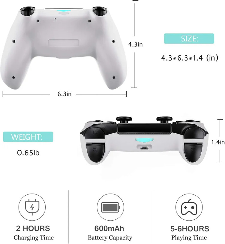 دسته بازی بی سیم STK-4003L برایPS4/PS4 پرو/اسلیم با حرکت ژیروسکوپ ۶ محوره، ویبره دوگانه، پنل لمسی و عملکرد صوتی