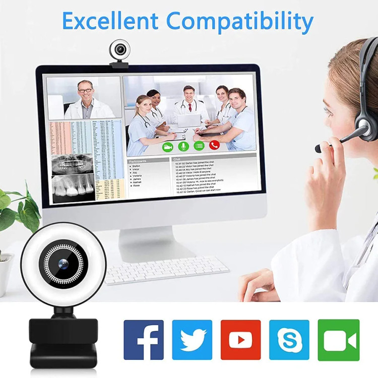 وب کم ITSHINY مدل M2 کیفیت 2K با میکروفون داخلی و چراغ