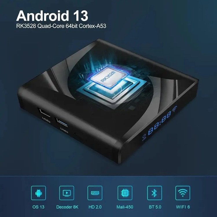 اندروید باکس 8KمدلXX88Pro13Ultra 64گیگ وای فای 6 بلوتوث 5