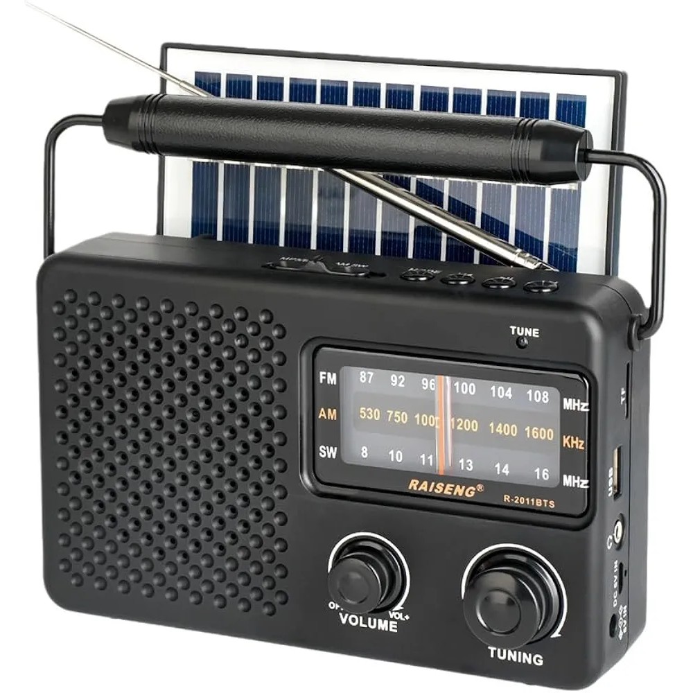 رادیو استریو خورشیدی قابل حمل R-2011BTS رادیوFM.SW.AM