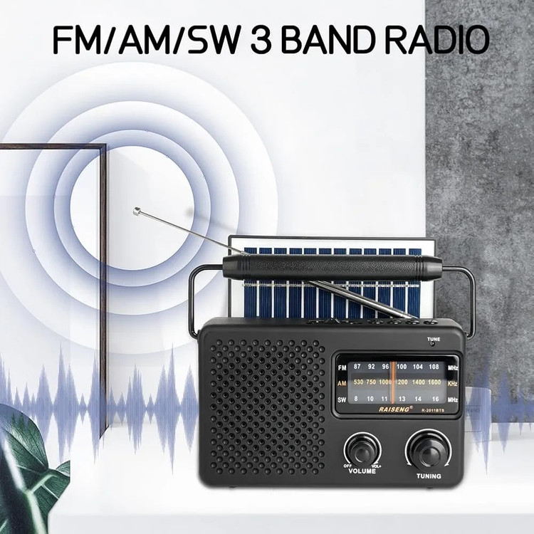 رادیو استریو خورشیدی قابل حمل R-2011BTS رادیوFM.SW.AM