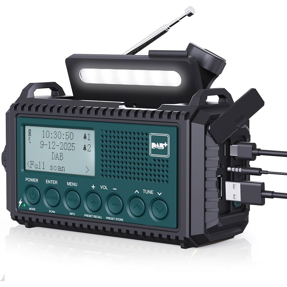 رادیو خورشیدی هندلی پاور بانک چراغ قوهDAB+/FM.DAB برندROCAM