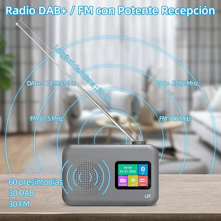 رادیو دیجیتال DAB+/FM حافظه مورد علاقه/آنتن تلسکوپی/پشتیبانی از عملکردهای بلوتوث برندLFF