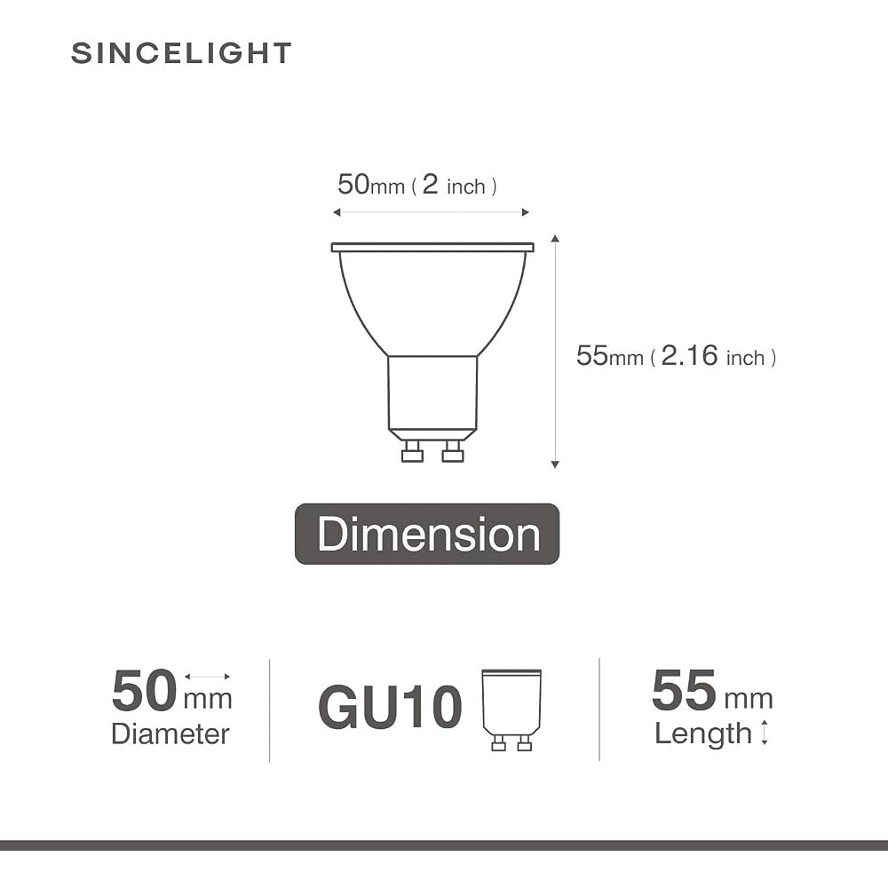 لامپ بازتابنده LED SINCELIGHT GU10 نسخه حرفه ای5وات 300 لومن 30 وات سفید خنک 6000 کلوین 6عددی