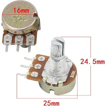 ولوم Wimas پتانسیومتر چرخشی 3 ترمیناله با مهره درپوش و واشر B10K بسته 5 تایی