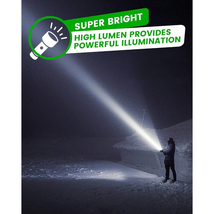 چراغ قوه LED فوق العاده روشن Maxesla XHP70 با نور جانبی COB فوکوس قابل تنظیم 3+4حالته باتری قابل شارژUSB 3000میلی آمپر