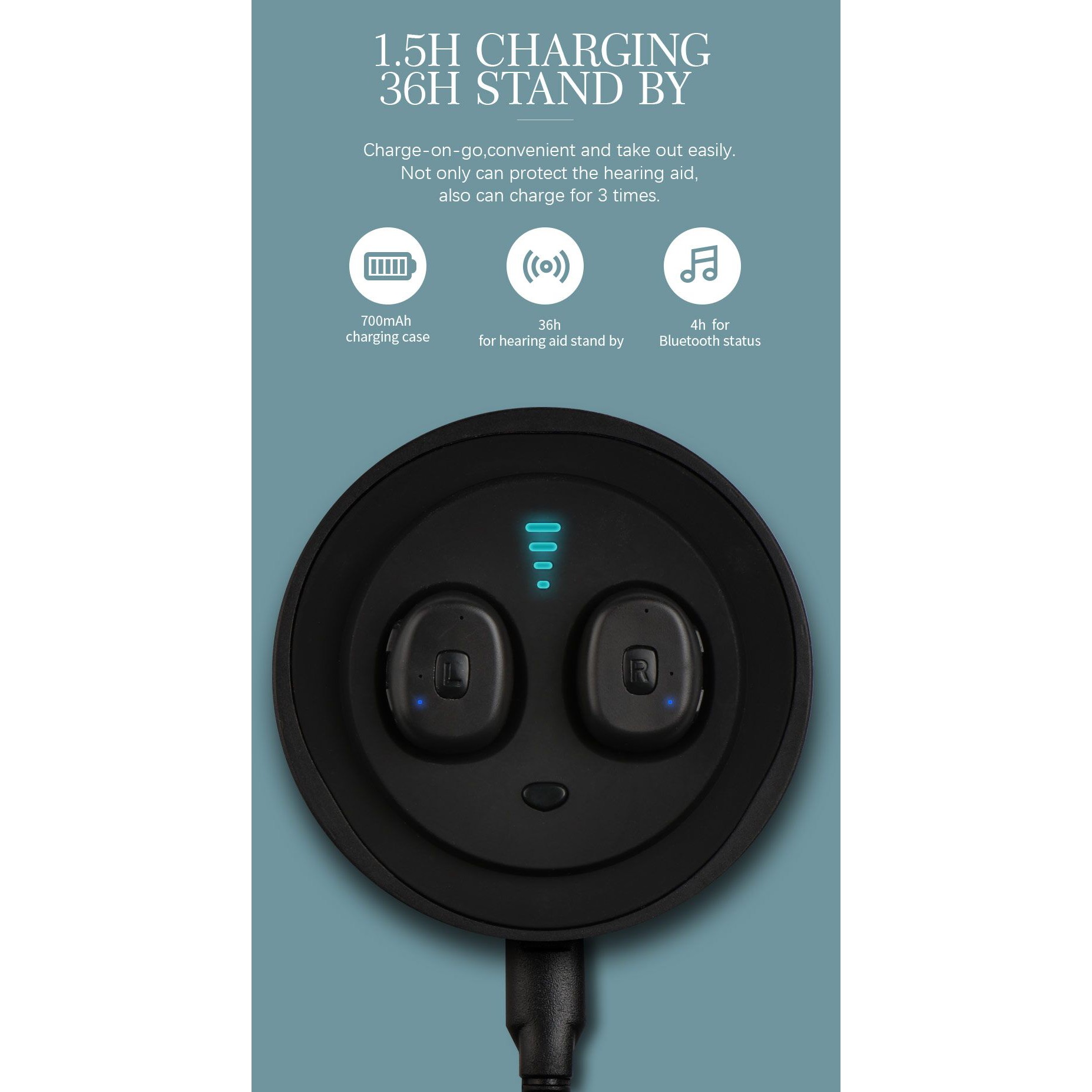 سمعک دیجیتال مینیJINGHAO قابل شارژ بلوتوثی برای اتصال به تلفن