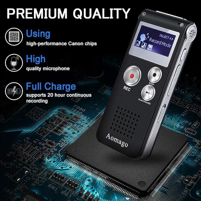 ضبط کننده صدا دیجیتال 64گیگ با قابلیت پخش MP3برندAomago
