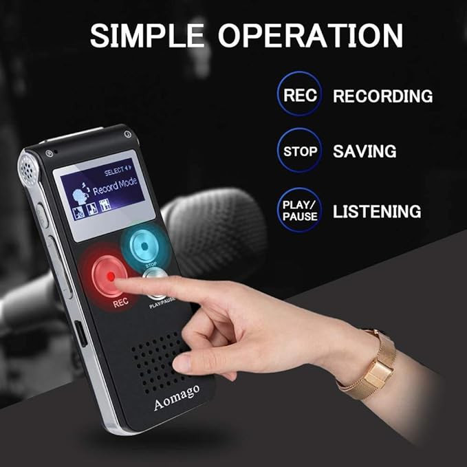 ضبط کننده صدا دیجیتال 64گیگ با قابلیت پخش MP3برندAomago